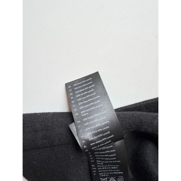 COS Black Wool Lyocell Blend Felt Front Button Mini A-Line Wrap Skirt, Size 34 - Picture 10 of 11